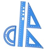 Gogogmee Portable Drafting Ruler Kit 20cm Aluminum Ruler Triangle Protractor School Supplies Set Tools