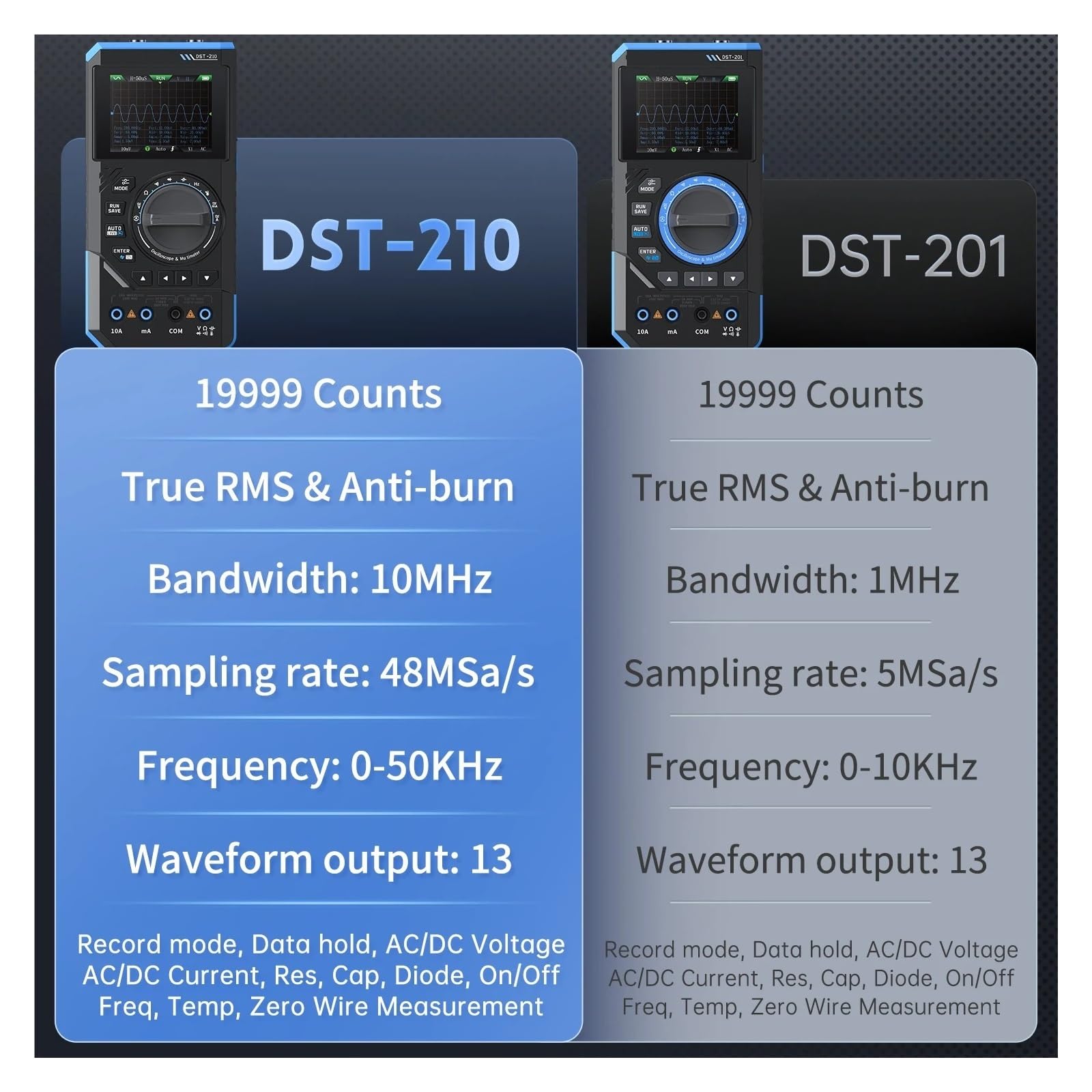 Oscyloskop cyfrowy multimetr DST-210 i DST-201 3IN1 | Źródło sygnału 19999 zlicza 10 MHz/1 MHz Przenośne narzędzia dla elektryków(DST-210 (10MHZ))