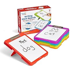 hand2mind Rainbow Writing Slant Boards, Desktop Whiteboard, Dry Erase Clipboard, Reusable Handwriting Practice for Kids, Learn to Write, Letter Writing, Teacher Supplies for Classroom (Set of 6)