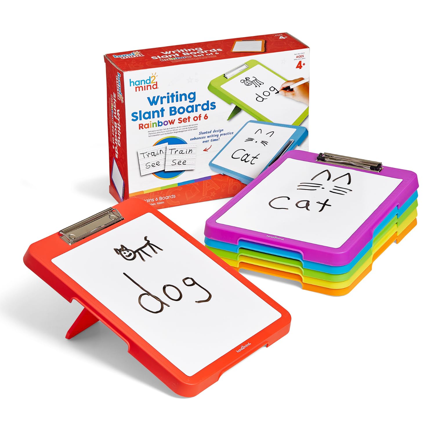 Learning Resources Writing Slant Boards Set of 6, Dry Erase Clipboard, Reusable Handwriting Practise for Kids Lear to Write