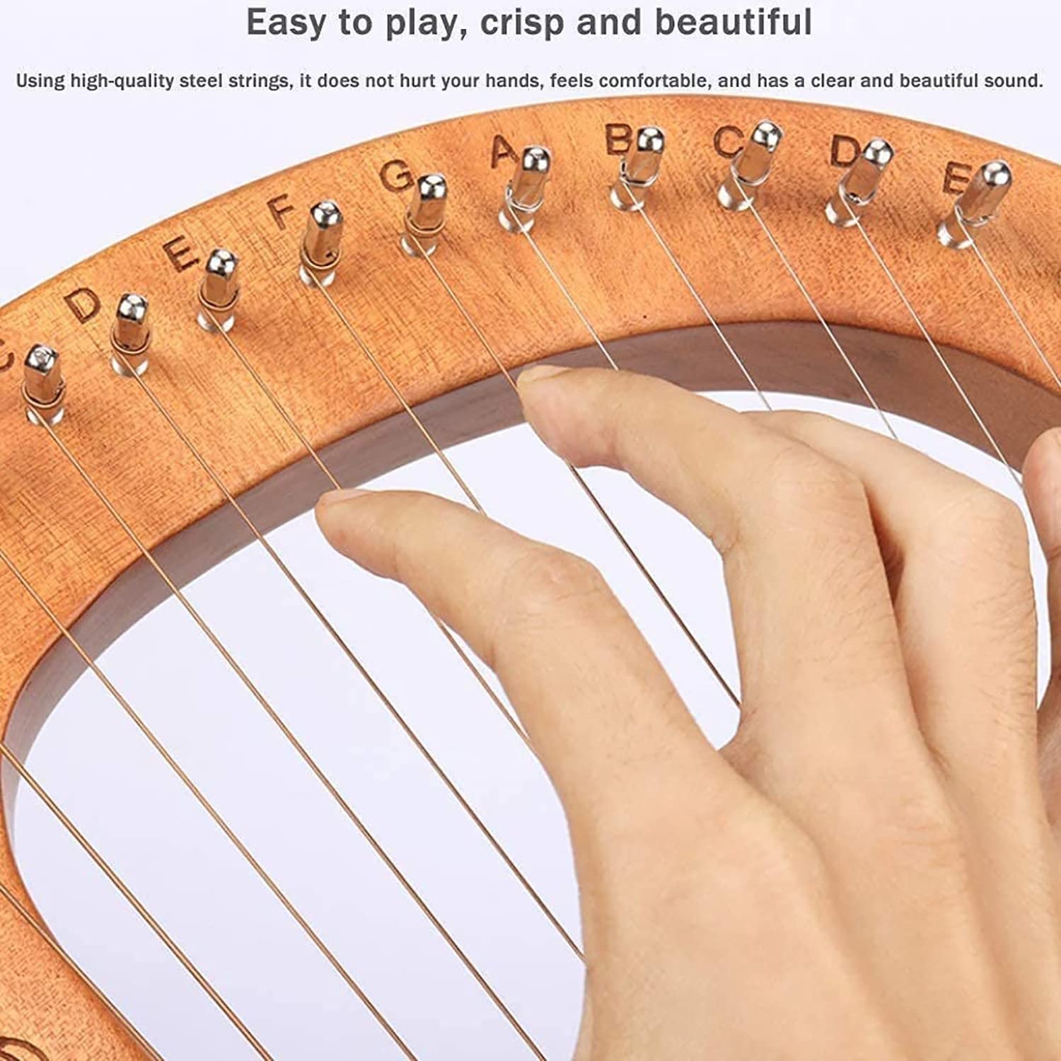 19 Lyre Harp Instrument, Metallsaiten, Holzharfeninstrument, Wood The Moon-Harfen Halbmond-Kreativform Mahagoni-Laugenharfe Für Kinder, Erwachsene, Anfänger