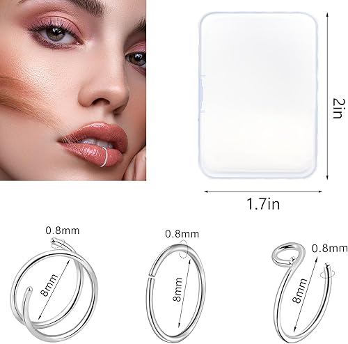 Miniatura 4 de ONESING 9-40 piercings de nariz aros, tachuelas y forma de L Piercing de nariz de acero inoxidable hipoalergénico para mujeres y hombres