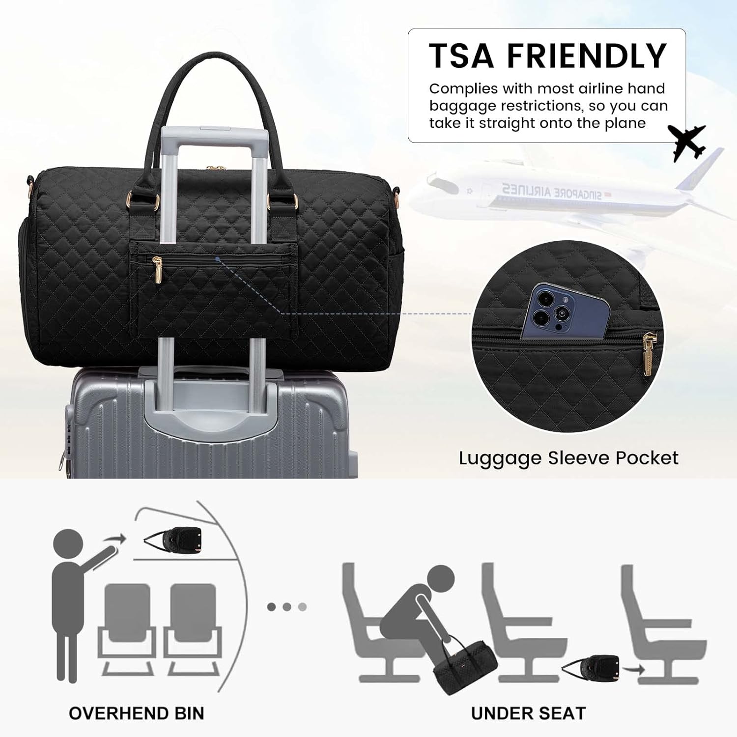 LOVEVOOK Travel Duffle Bag,Weekender Bags for Women Overnight Bag with Shoe Compartment, Carry on with Toiletry Bag,Duffel Bag with Wet Pocket,Hospital Bags for Labor and Delivery - Image 4