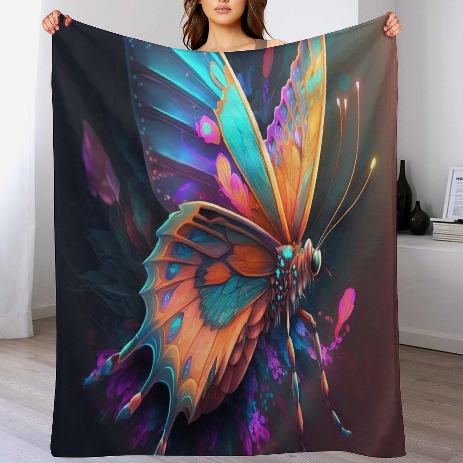Couverture polaire bleu papillon pour envelopper vos nuits de douceur et sérénité