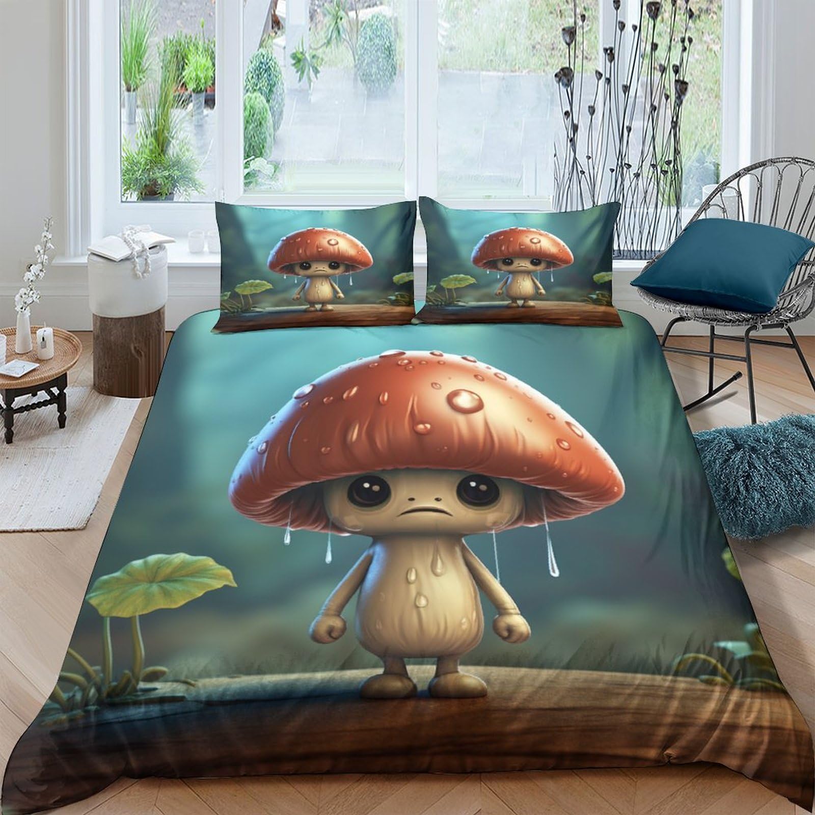 Housse de couette 3D champignons pour créer une ambiance nature et cosy