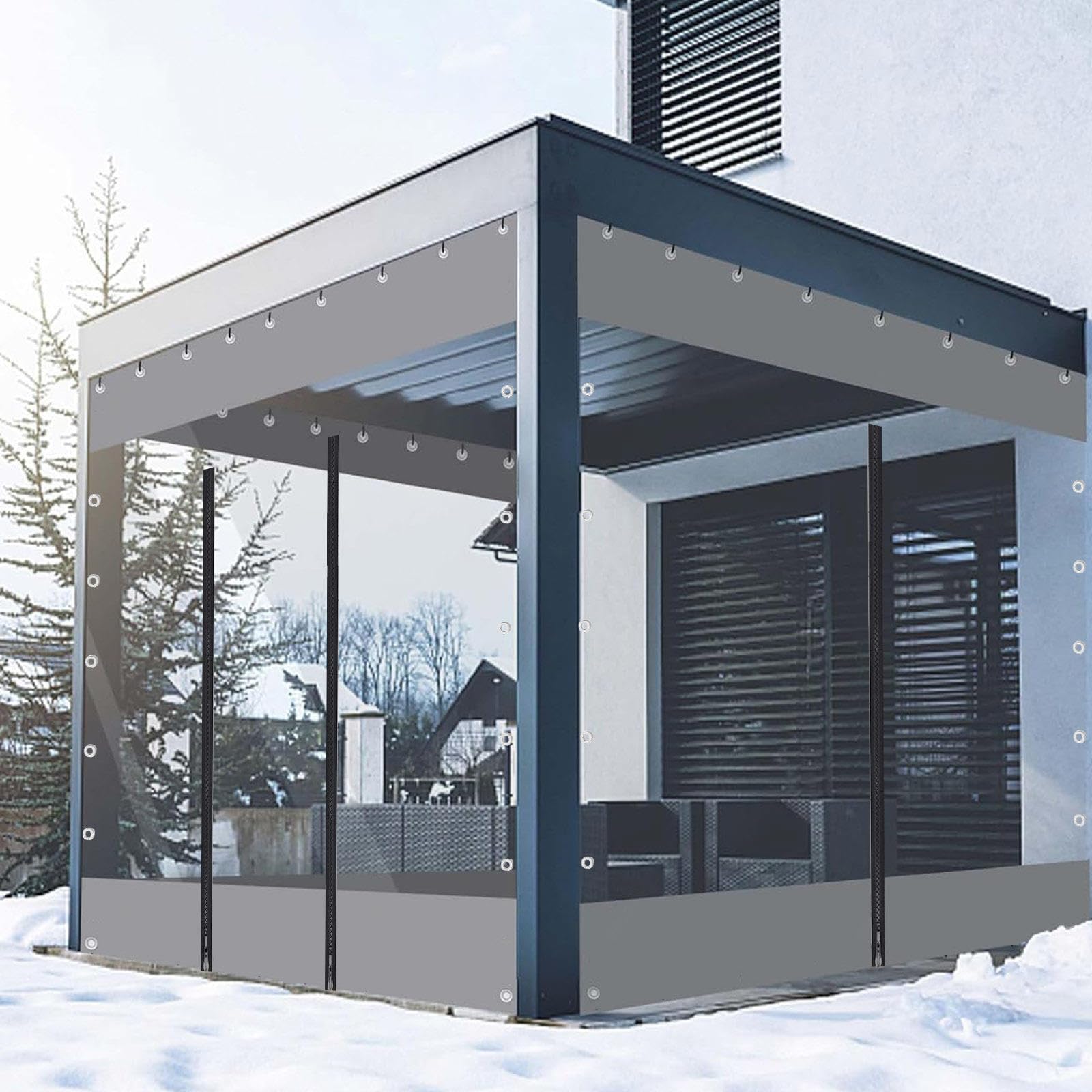 HIDEWALKER Rideaux en PVC Transparent 3x2m pour Extérieur - Imperméable, Résistant au Vent et UV pour Pergola, Véranda, Terrasse (Gris, 3 x 2 m HIDEWALKER Rideaux en PVC Transparent 3x2m pour Extérieur - Imperméable, Résistant au Vent et UV pour Pergola, Véranda, Terrasse (Gris, 3 x 2 m