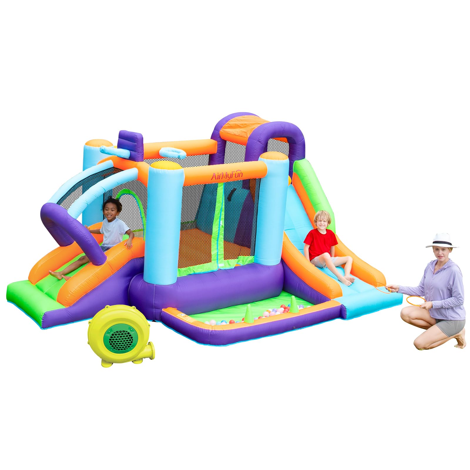 AirMyFun Inflatable Bounce House with Blower,Bouncy House for Kids Outdoor,Toddle Bouncy House Bounce Castle with Slide for Family Backyard