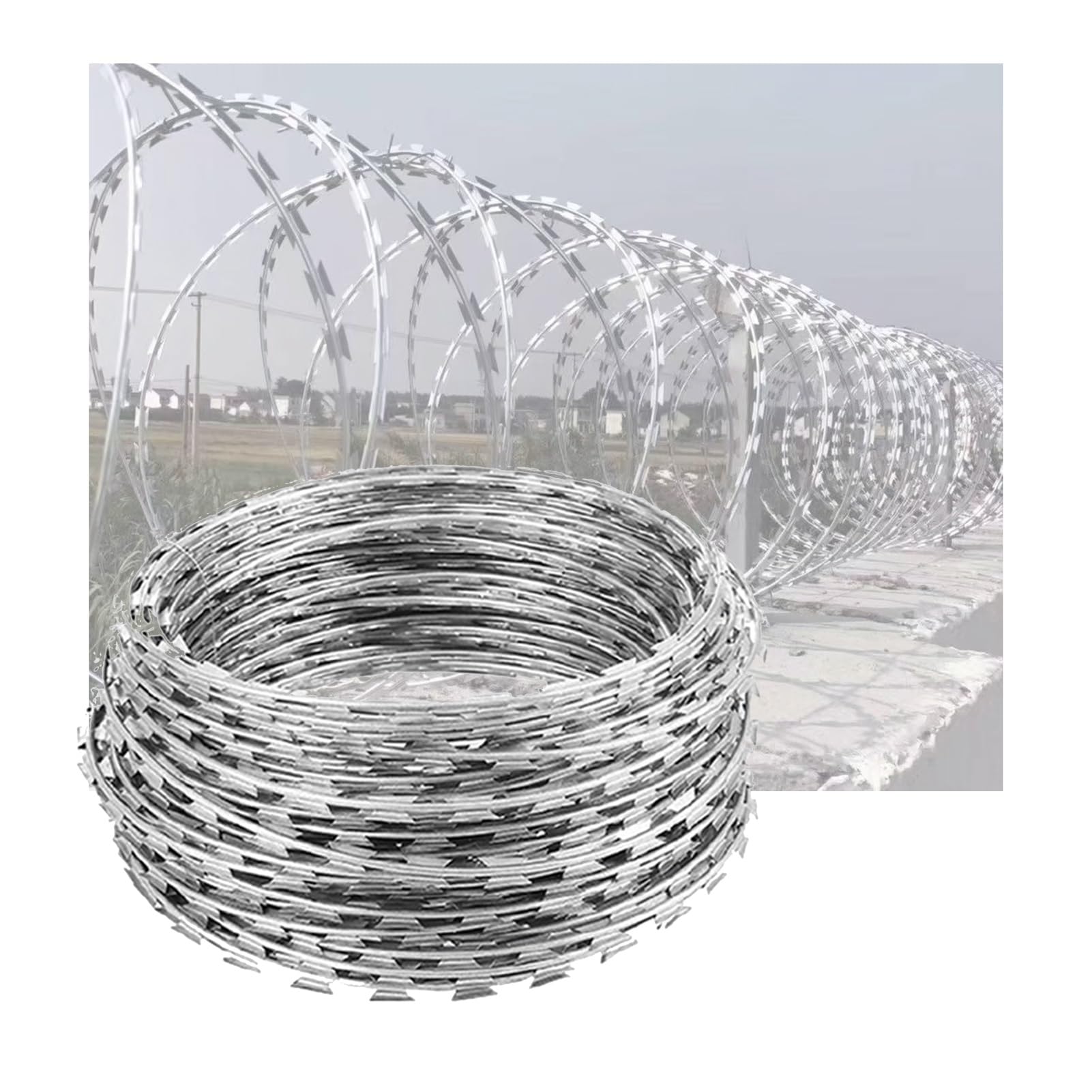 Fil barbelé galvanisé double spirale 45cm filet protection animaux