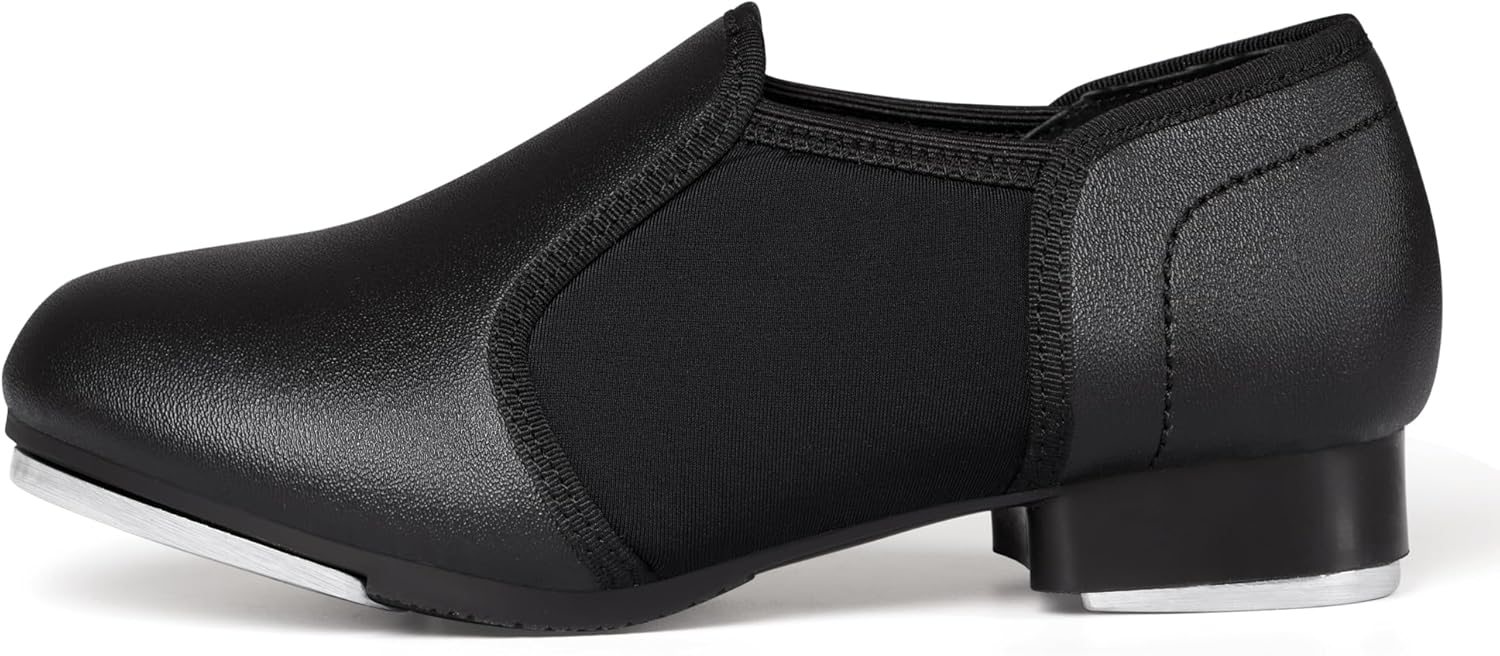 DWBH Unisex Tap Shoes PU Leather Slip On Dance Shoes for Girls and Boys (Toddler/Little Kid/Big Kid) - Image 2