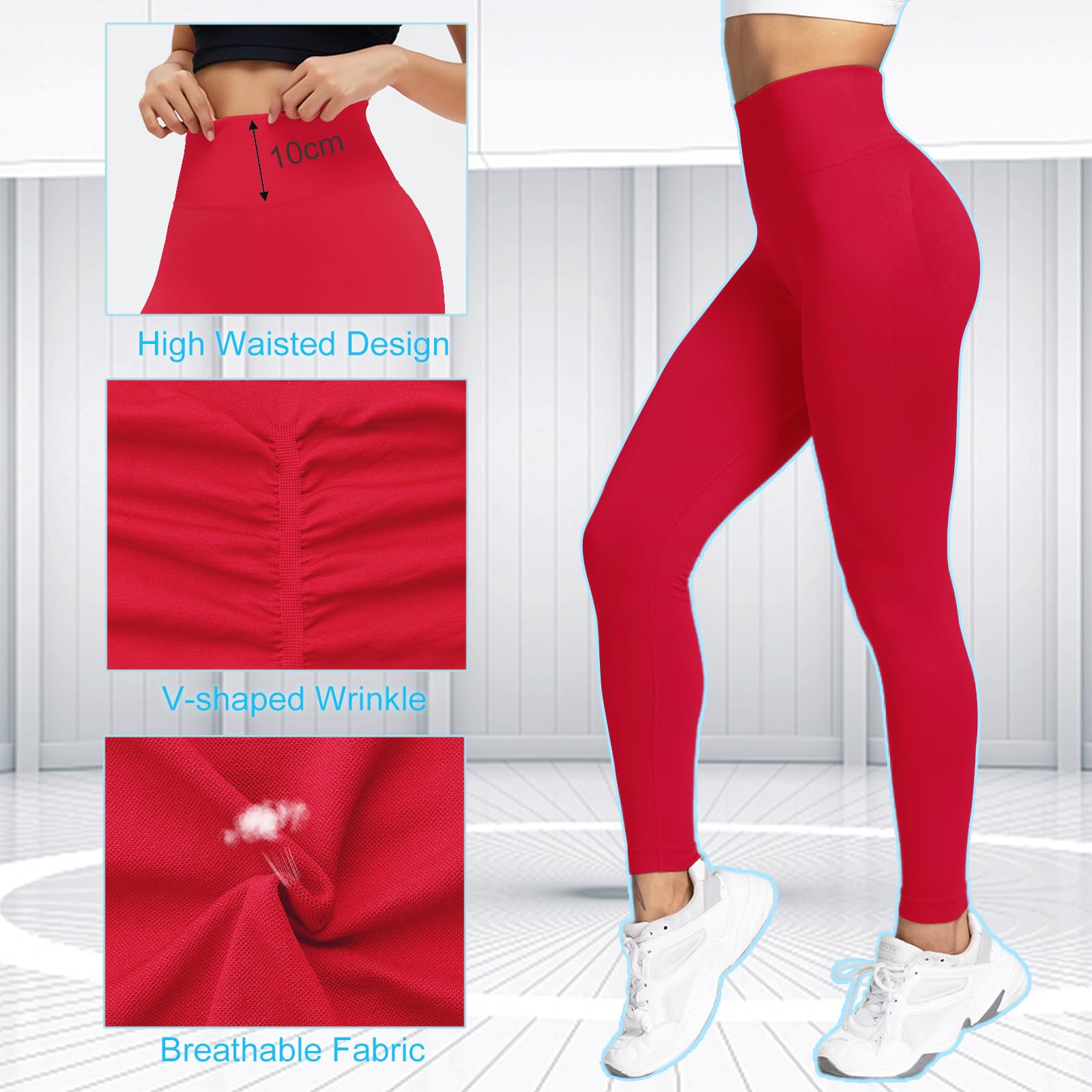 Lishang Leggings Deportivos Mujer Push Up Mallas Anticeluliticos Cintura Alta Pantalones Elástico Opaco Deportivas Scrunch Butt Leggins para Fitness Yoga Running