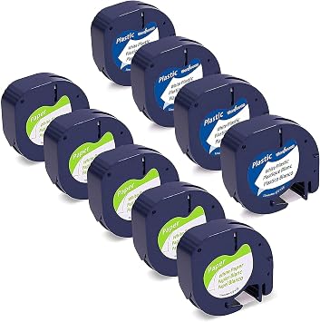 5 Paper + 4 Plastic Compatible Label Tape Replacement for Dymo Label Maker Refills 91330 91331 12mm x 4m 1/2 x 13 White Tape Work with DYMO LetraTag Label Makers