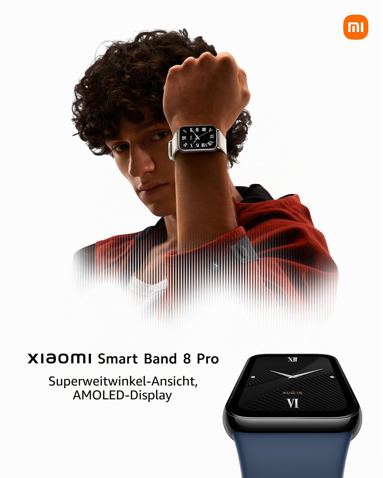 XIAOMI Smart Band 8 Pro Fitness-Tracker, 1,74" AMOLED Display, bis 20 Tage Akku, 5ATM, SpO2 Tracking, Schlaf-und Pulsüberwachung, 150+ Trainings Modi, Schrittzähler, Schwarz