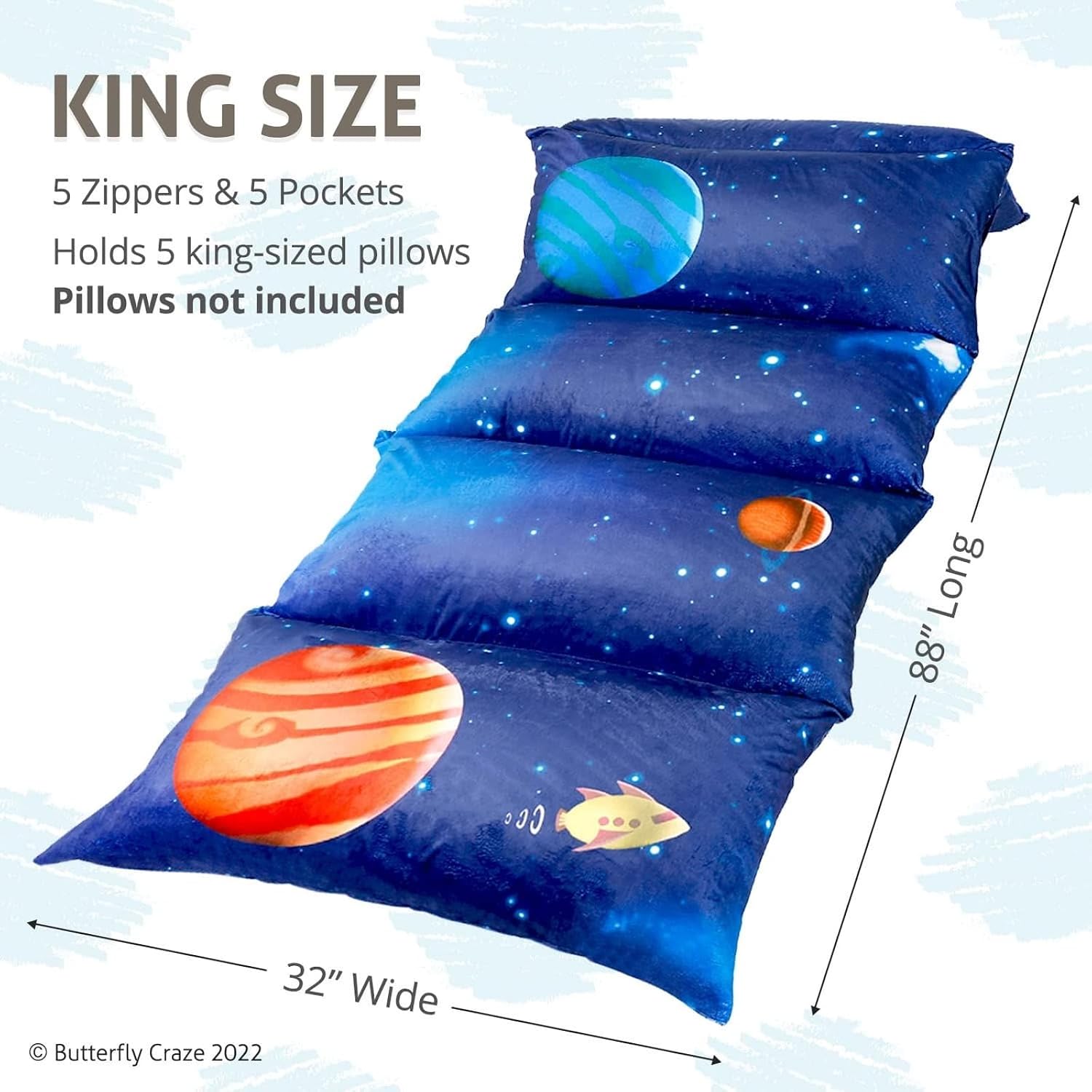 Butterfly Craze Floor Pillow Cover Plush Folding Lounger Bed Cushion Case