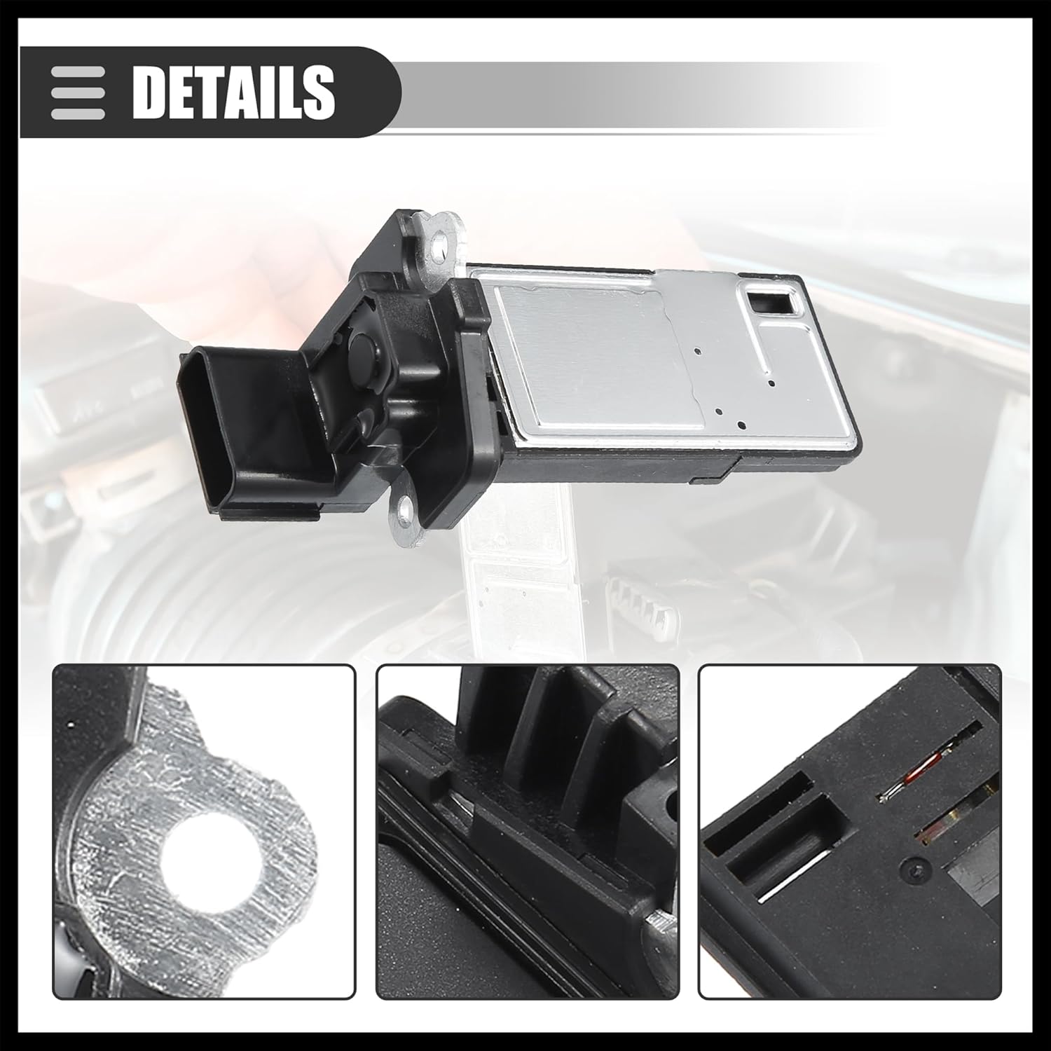 Air Flow Sensor Meter, MAF Sensor Airflow Replacement, for Chevrolet Malibu 2016-2022, ABS, NO.23366103, Black Durable Material