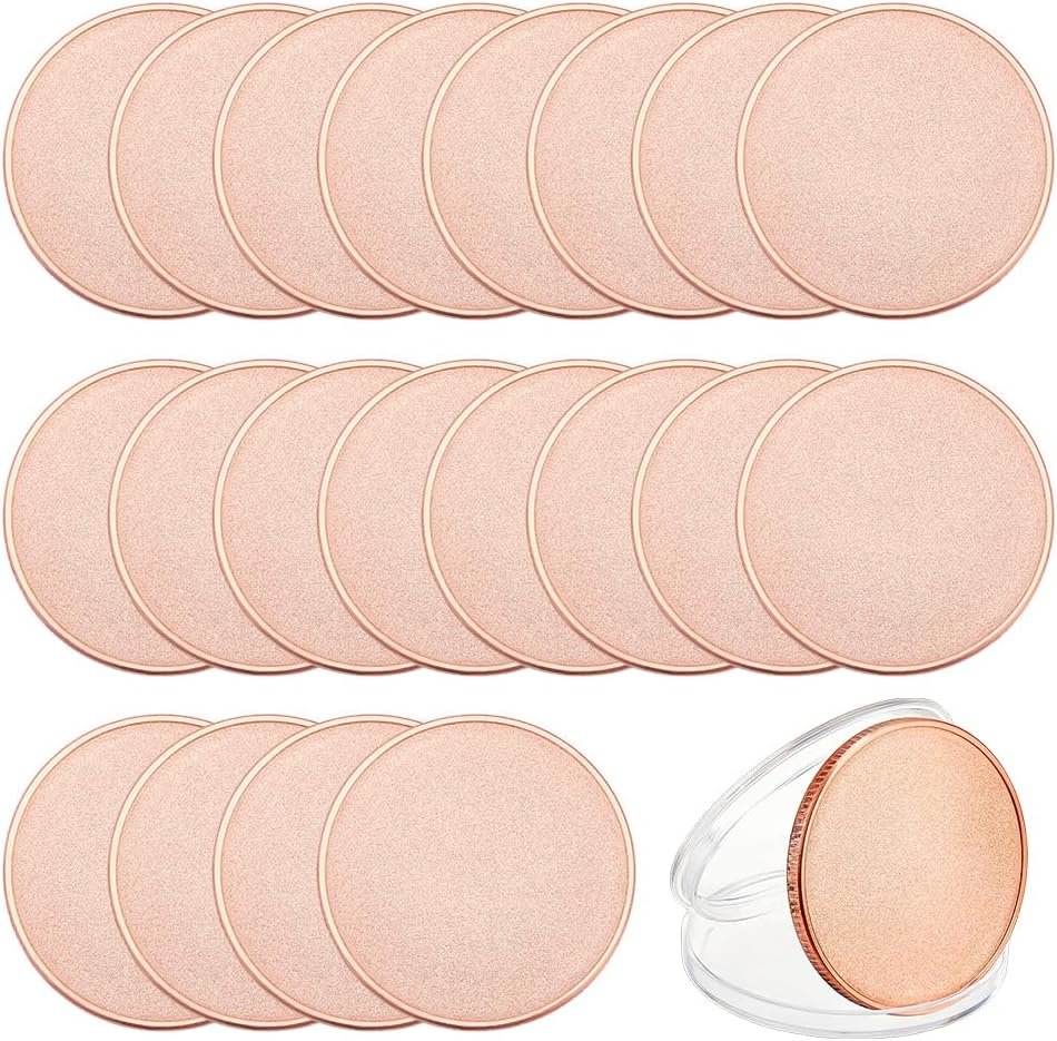 BENECREAT 20 Pack Copper Coin Blanks with Acrylic Protection Box, Challenge Coin Blanks for Engraving