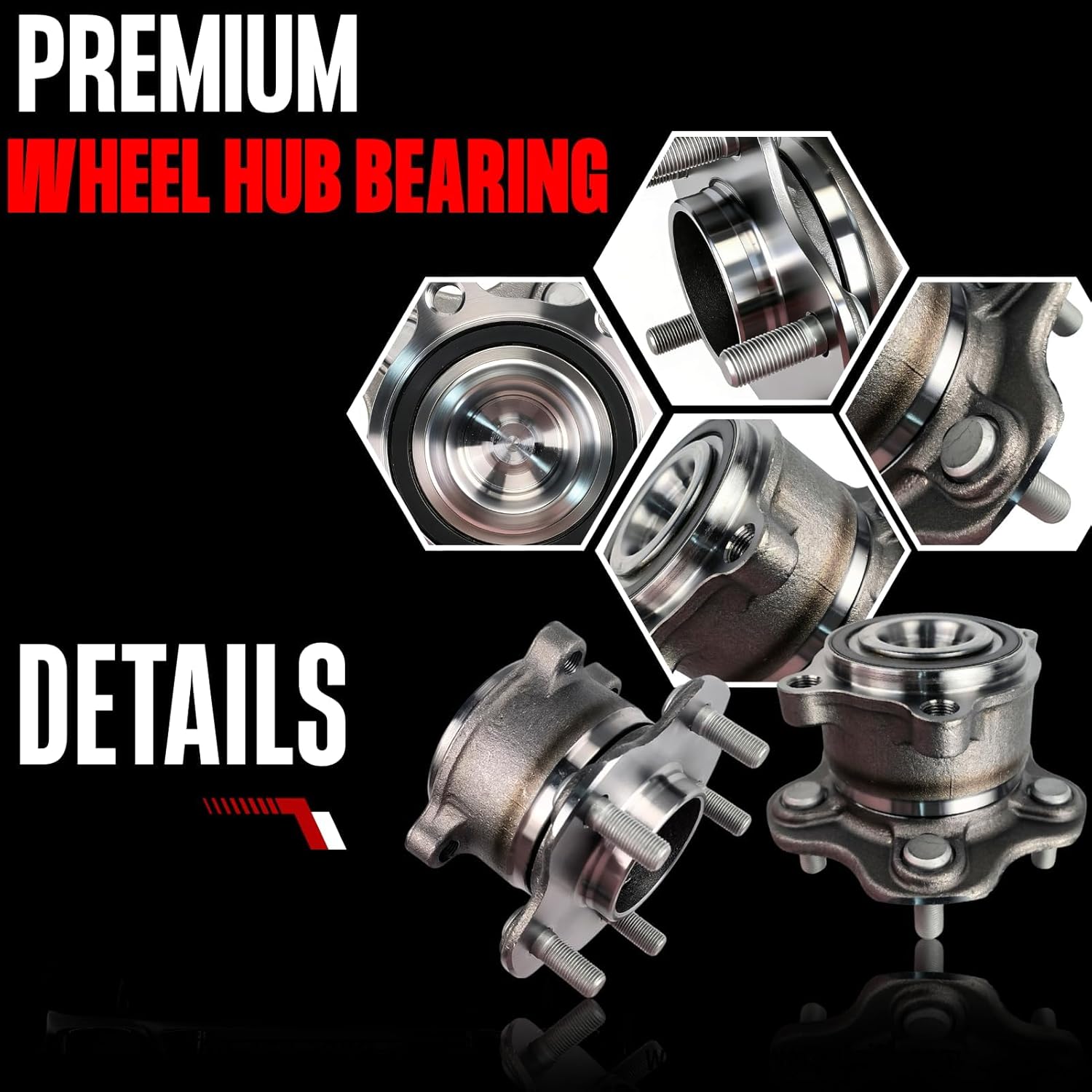 2 Pcs 512388 Rear Wheel Bearing Hub Assembly Fits for Nissan Altima 2007-2018, for Maxima 2009-2019, for Murano 2015-2019, for Pathfinder 2013-2019, for Infiniti JX35 2013, QX60 2014-2019, 5 Lug w/ABS