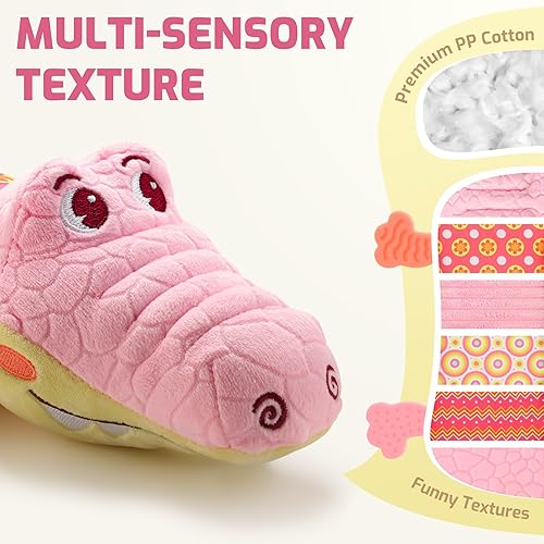 Miniatura 2 de Sumobaby Juguetes de Cocodrilo para Bebé Cocodrilo Musical, Juguetes Blandos de Actividad de Peluche con Mordedor, Arrugado Multisensorial, Sonajero