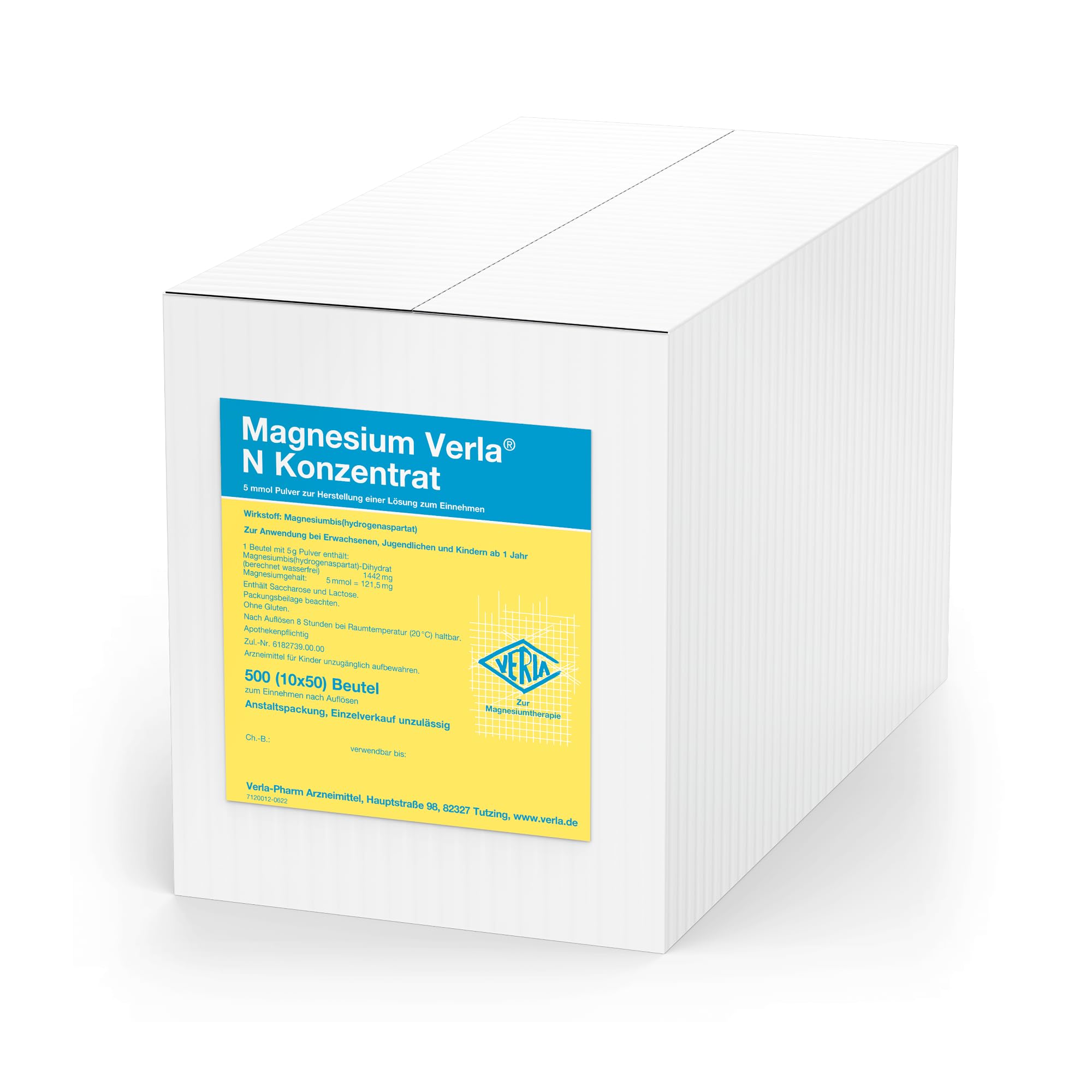 Magnesium Verla N Konzentrat – Pulver zum Auflösen, bei Magnesiummangel mit organischem Magnesiumaspartat für eine gute Bioverfügbarkeit, nicht brausend, fruchtiger Mandarinen-Geschmack, 500 St