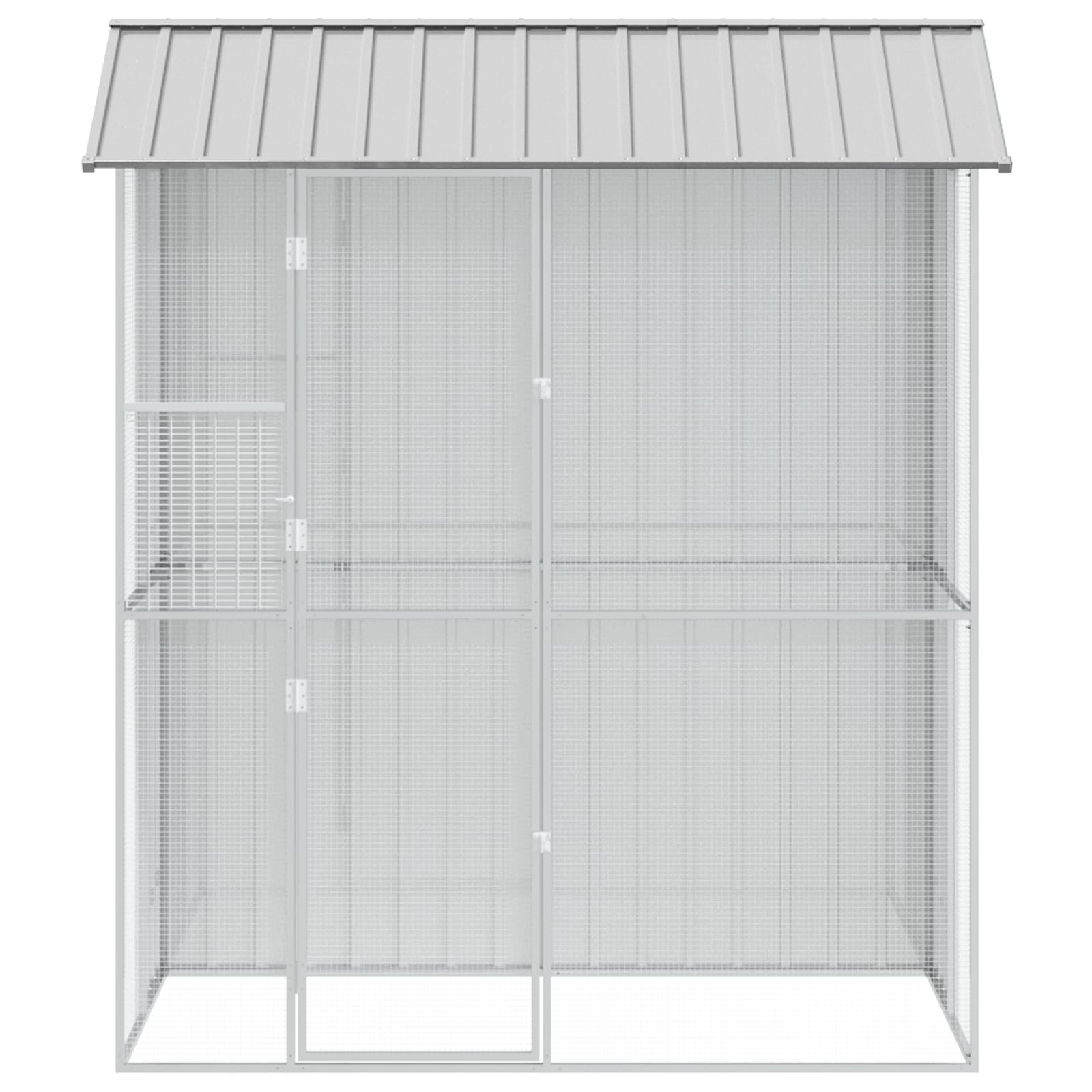 SKM Voliere Grau 215x110x247 cm Stahl,Tier- & Haustierbedarf,Haustierbedarf,Vogelbedarf,Vogelkäfige & -ständer,Grau,53.7KG,3325173