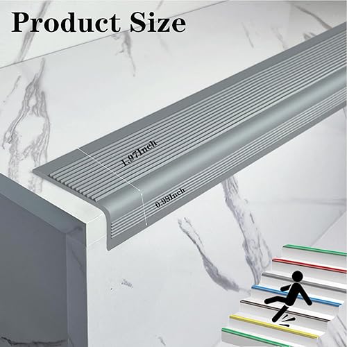 Miniatura 21 de Borde de escalera de 32 pulgadas, borde de goma negro, borde de escalera de vinilo autoadhesivo para escalera, protector de borde de escalera