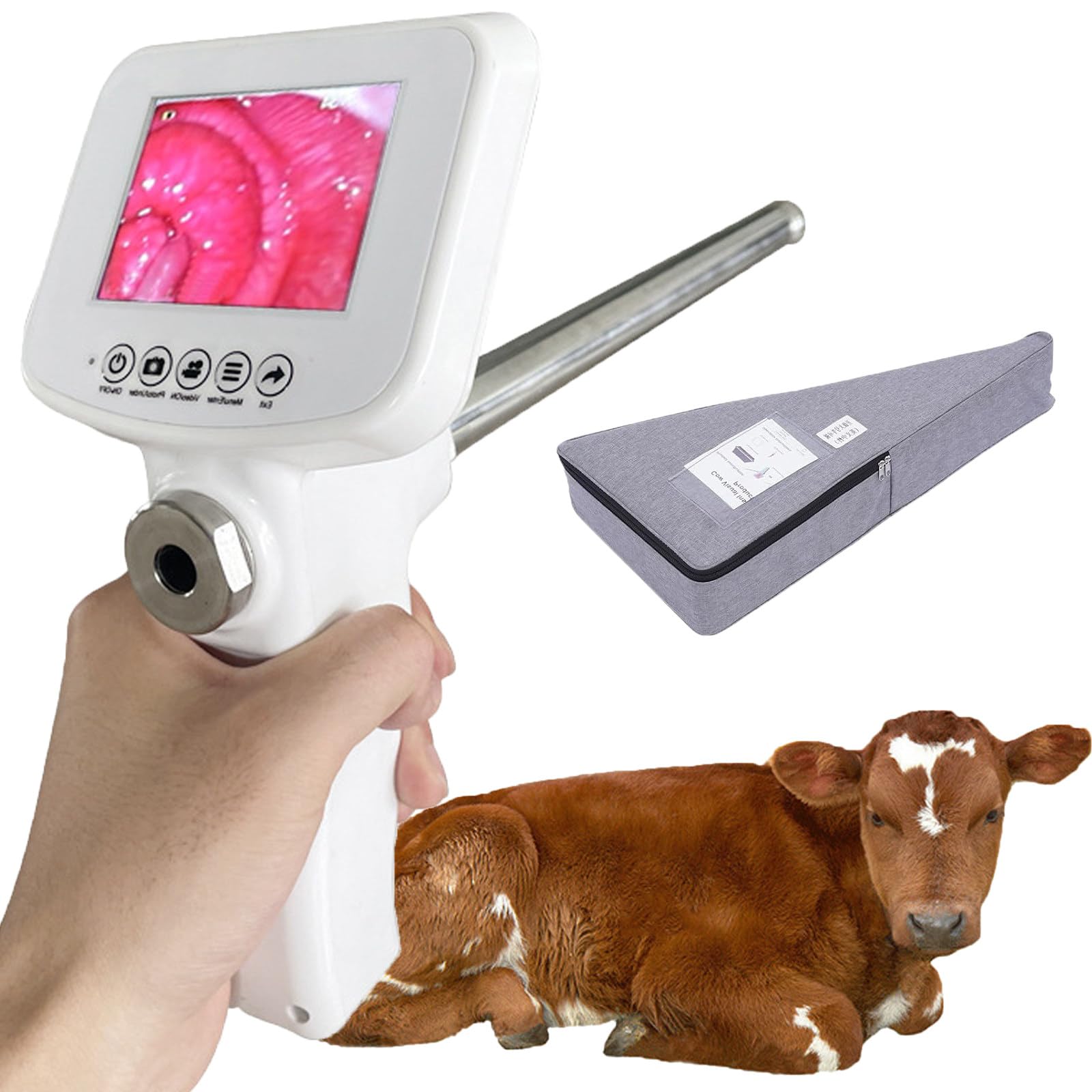 Professionelles visuelles Insemination Kit mit 45° LED-Bildschirm & wasserdichter Kamera, KI-Zuchtmaschine für Rinder, inklusive 15-MP-Bildschirm für künstliche Befruchtung