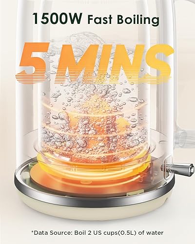 Miniatura 4 de Hervidor eléctrico de 1.8 L con medidor de temperatura, hervidor de té eléctrico de ebullición rápida de 1500 W, hervidor de agua caliente eléctrico