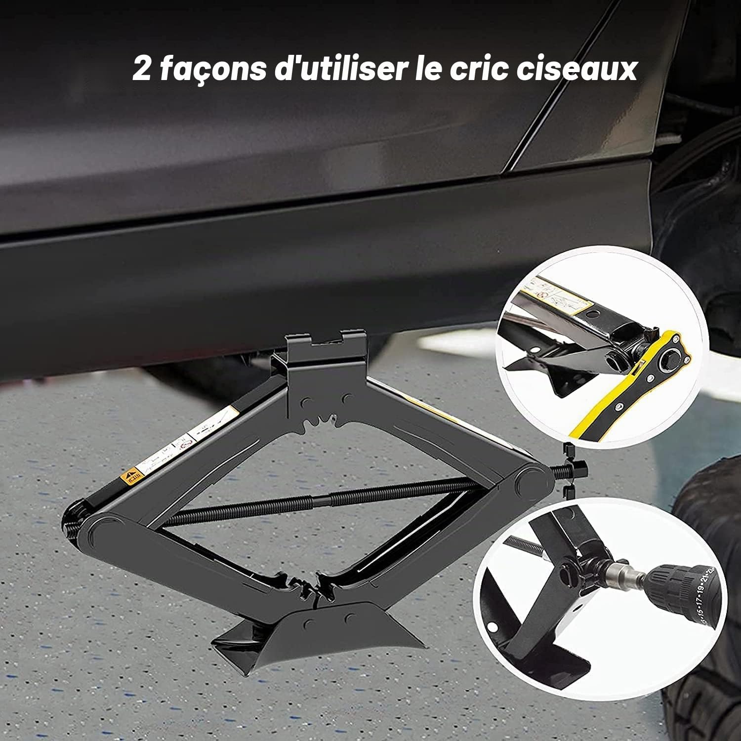 Max 3T Cric de Voiture avec manivelle Cric de Chariot de manœuvre pour Voiture/SUV/MPV Max 3T