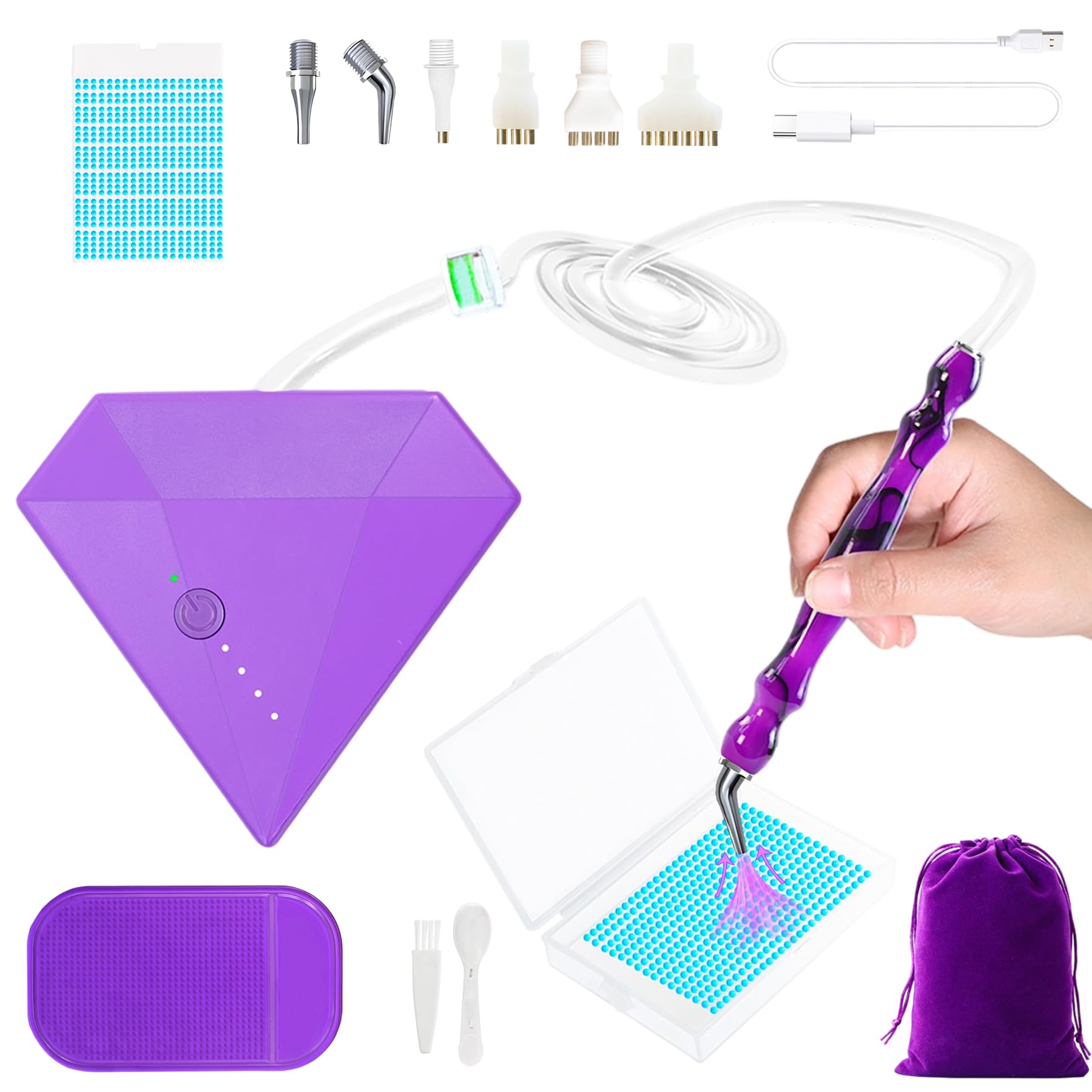Stylo diamant sous vide électrique violet idéal pour les mosaïques de strass