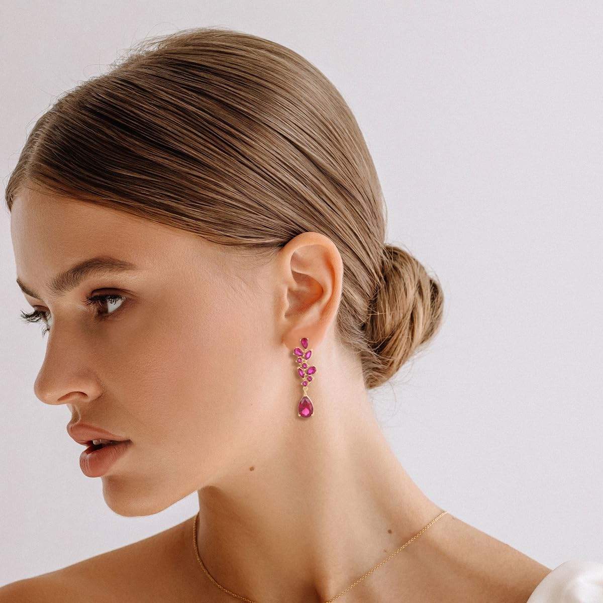 Teardrop Wedding Bridal Dangle Earrings for Brides Birdesmaid,Crystal Cubic Zirconia Chandelier Dangling Earring Gold/Silver Plated Diamond Drop Earrings for Prom Pageant - Image 5