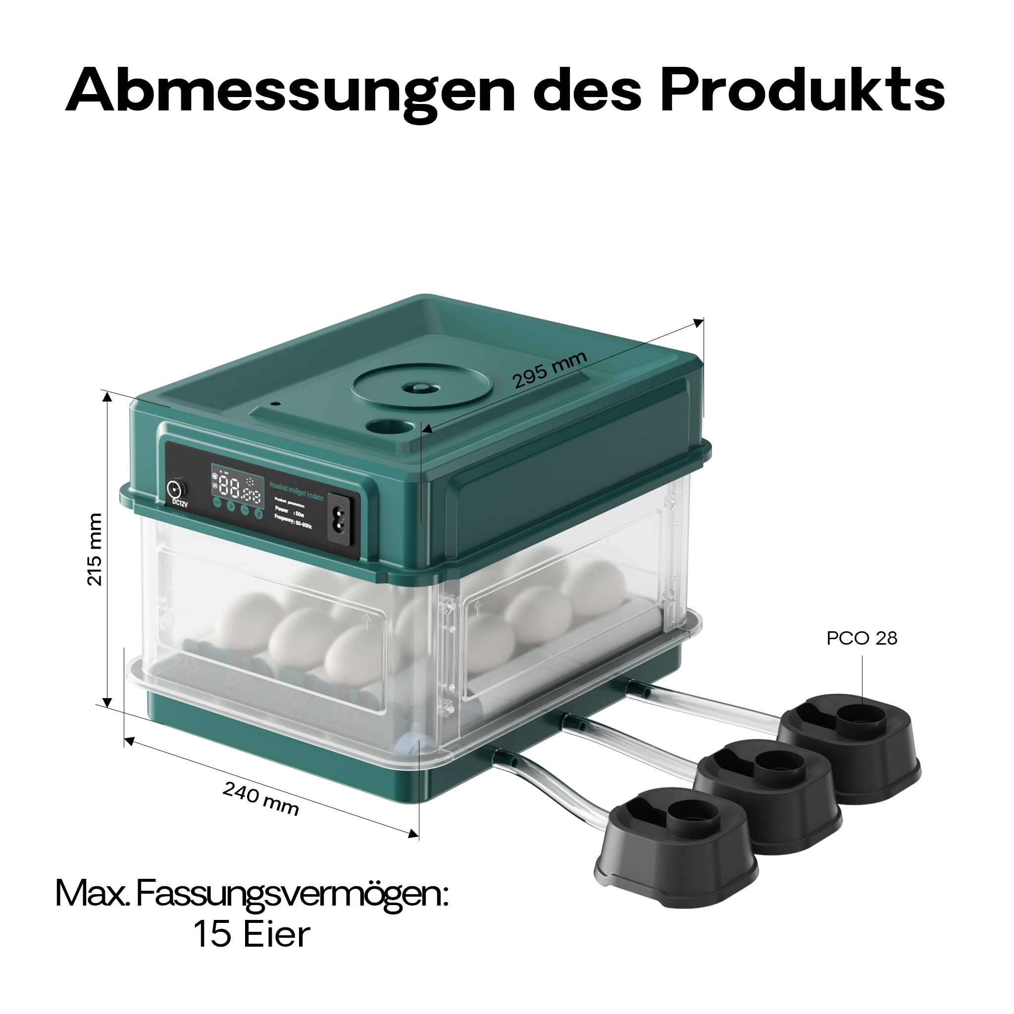 Fudajo Incubatrice per uova automatica, incubazione per 15 uova, 40 W con sistema di rotazione, controllo della temperatura e regolazione dell'umidità, allevamento pulcini