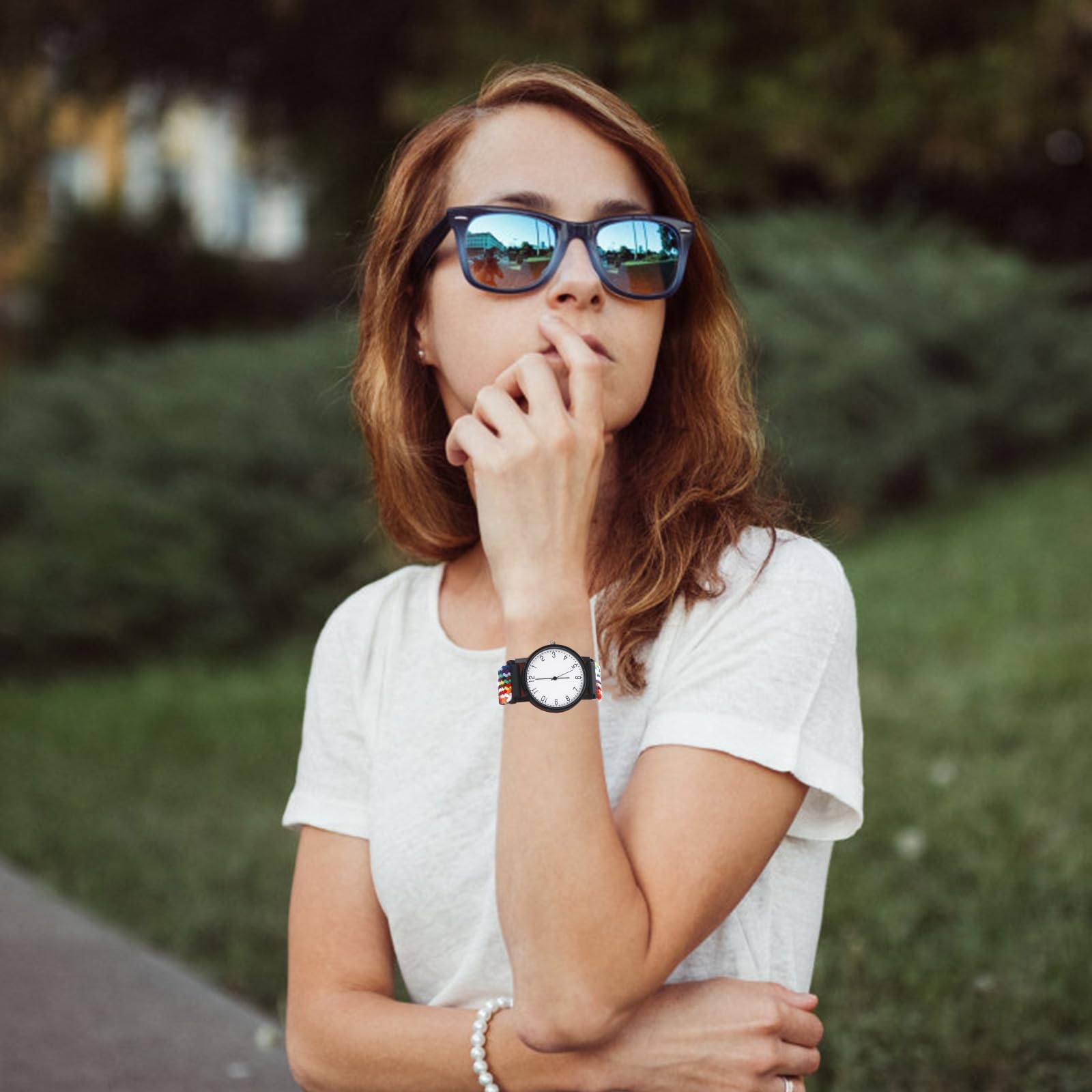 Bewudy Nylon Woven Watch Bands, Quick Release Watch Strap, Adjustable Braided Loop Straps for Men and Women, Band Width 20mm 22mm (22 mm, Rainbow)