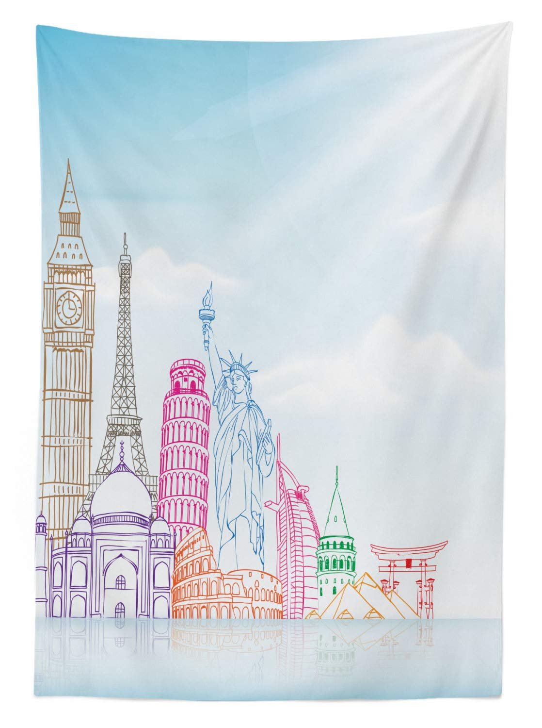 ABAKUHAUS Moderno Tovaglia, Colorato Valigia Viaggi, Rettangolare per Sala da Pranzo e Cucina, 140 cm x 200 cm, Multicolore