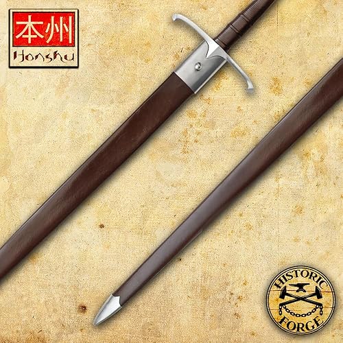 Miniatura 4 de Honshu Claymore Sword  Forjado histórico Espada ancha  Auténtica hoja de acero de alto carbono 1065  Mango de cuero  Funda de alta calidad incluida
