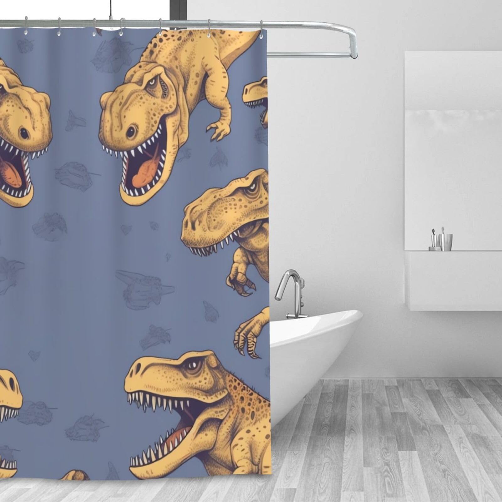 Rideau de douche Tyrannosaurus rex 183 x 183 cm idéal pour rénover une salle de bain d'enfant