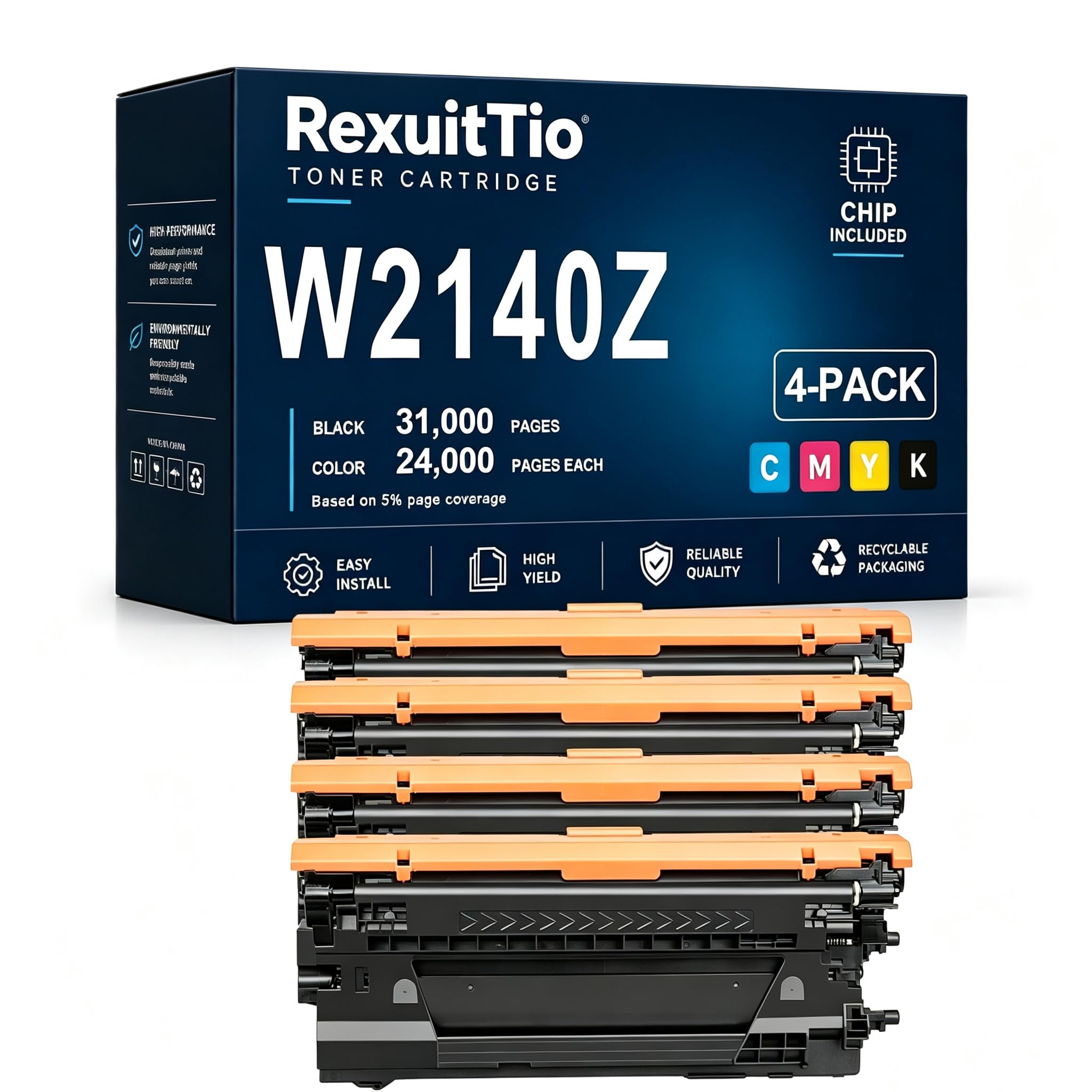 W2140Z Remplacement de Cartouche de Toner Compatible à Haut rendement pour W2140Z W2141Z W2143Z W2142Z avec la dernière Puce, Convient à l'imprimante Laser HP Enterprise 6700dn 6701dn