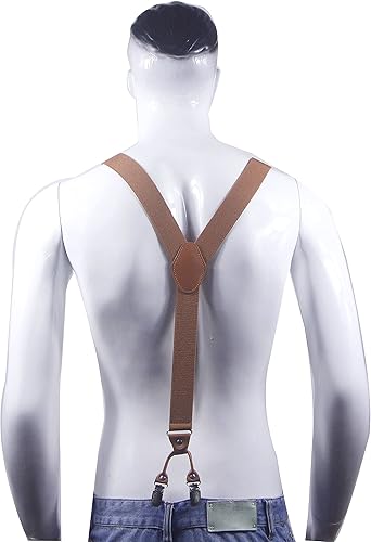 Miniatura 3 de Cedriany - Tirantes para hombre, 6 clips, en forma de Y, resistentes con tirantes de 1.4 pulgadas, correas elásticas