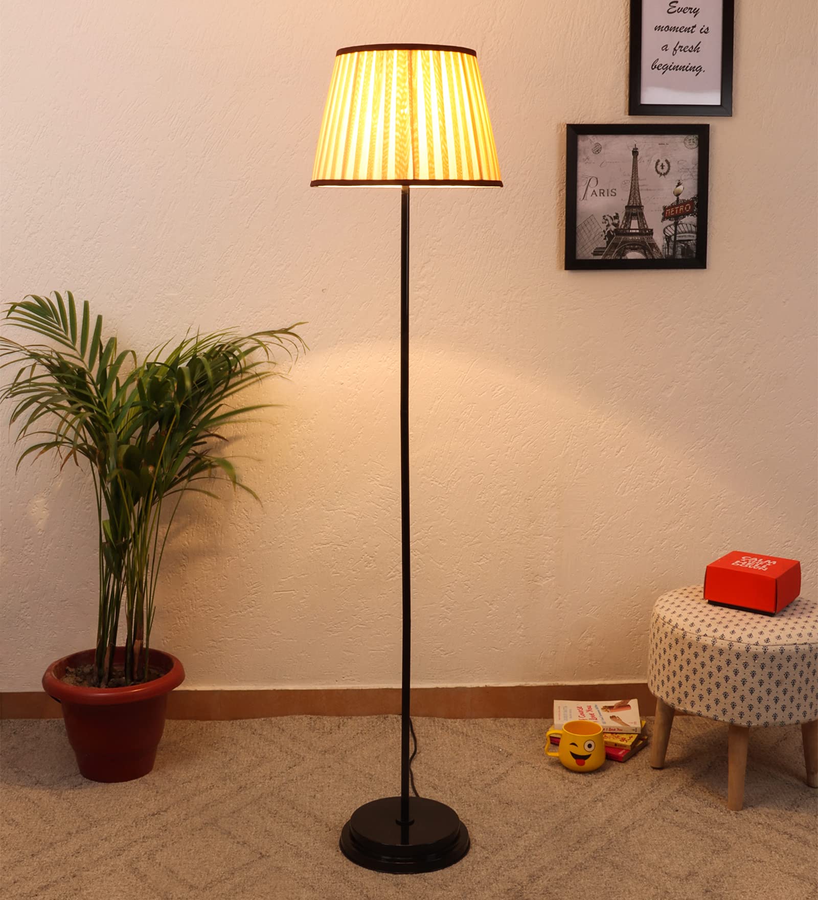 BEVERLY STUDIO Brown Cross Pleated Floor lamp