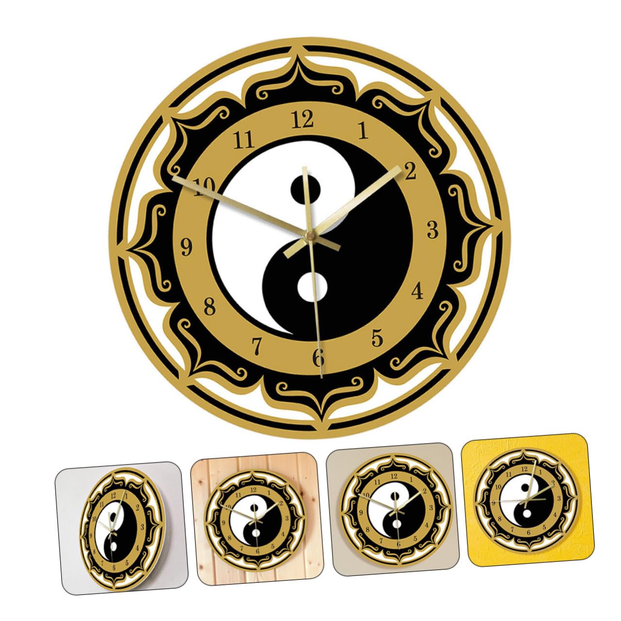 Holibanna Moderne Wanduhr mit Tai Chi Muster Acrylbeschichtete Hängeuhr für Wohnzimmer und Arbeitszimmer Elegante Digitale Wanddekoration Geräuschlos und Stilvoll