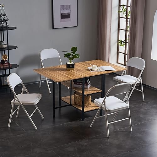 Miniatura 10 de Paquete de 8 sillas plegables grises con asientos acolchados, sillas plegables apilables portátiles para interiores y exteriores, asiento comercial