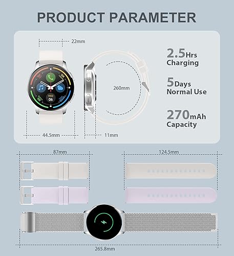 Miniatura 7 de Reloj inteligente para mujer responderhacer llamadas rastreador de fitness para teléfonos Android e iOS reloj inteligente impermeable con pantalla