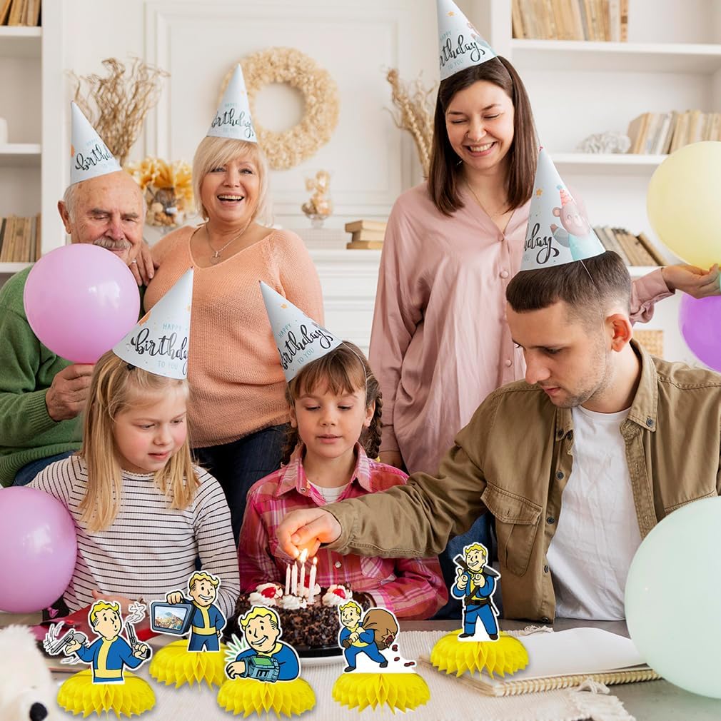 5Pcs Falut Game Party supplies set Honeycomb Centerpieces Double Sided Table Topper for Faout Game Birthday Party Decorations