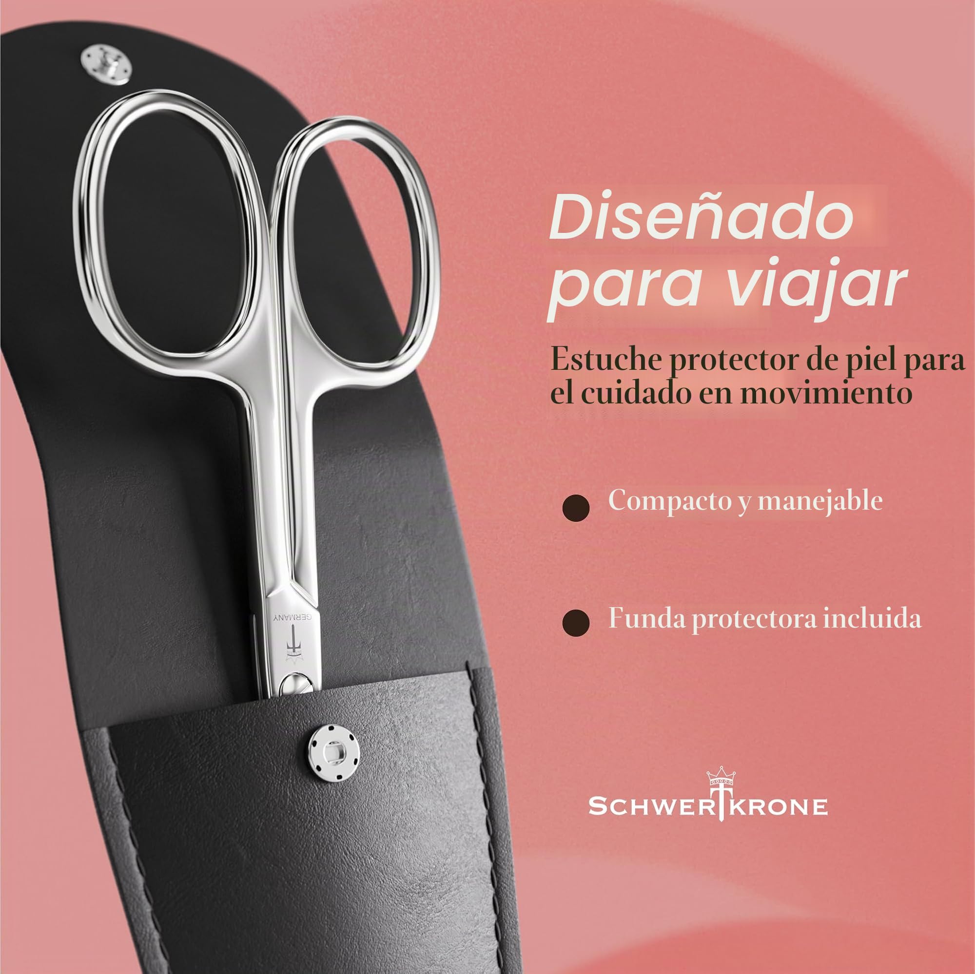 SCHWERTKRONE® Tijeras de uñas [fabricadas en Alemania] – Tijeras de uñas con estuche – Nail Scissors – Tijeras curvadas – Tijeras para cutículas extrafinas y afiladas