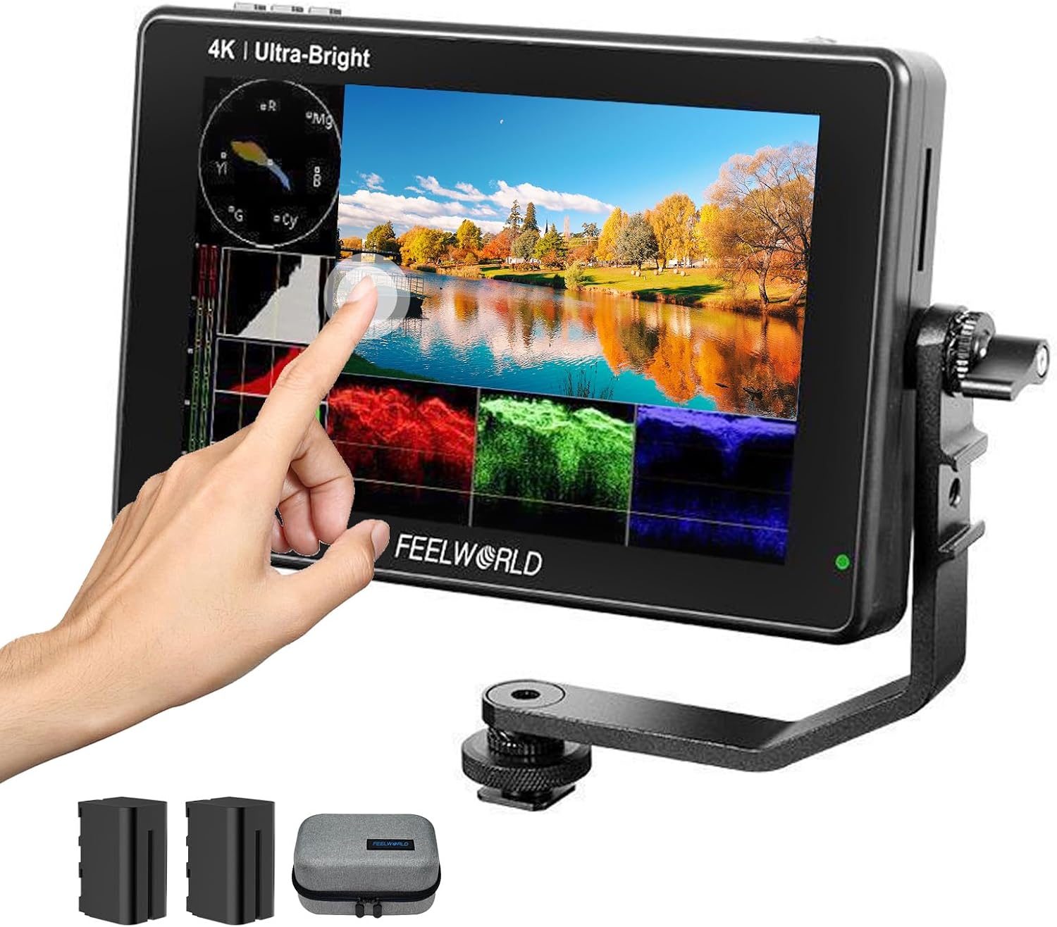 FEELWORLD LUT7 7 Inch Camera Field Monitor 2200nits 1920x1200 Touch Screen + Dual F750 Battery HDMI Mini Cords+Carry Case Compatible for DSLR Cameras,Mirrorless Camera