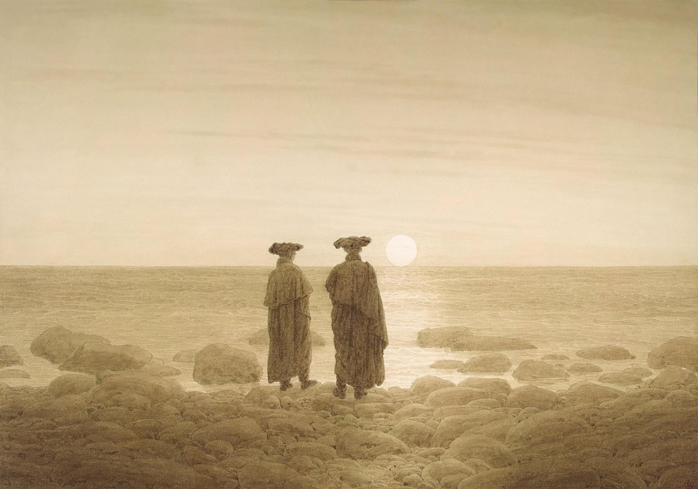 Artxlxxbn No Frame Famous Print Painting Colorful Art Print Moonrise By Caspar David Friedrich Canvas Art Decorations For Home Decor 60X90cm