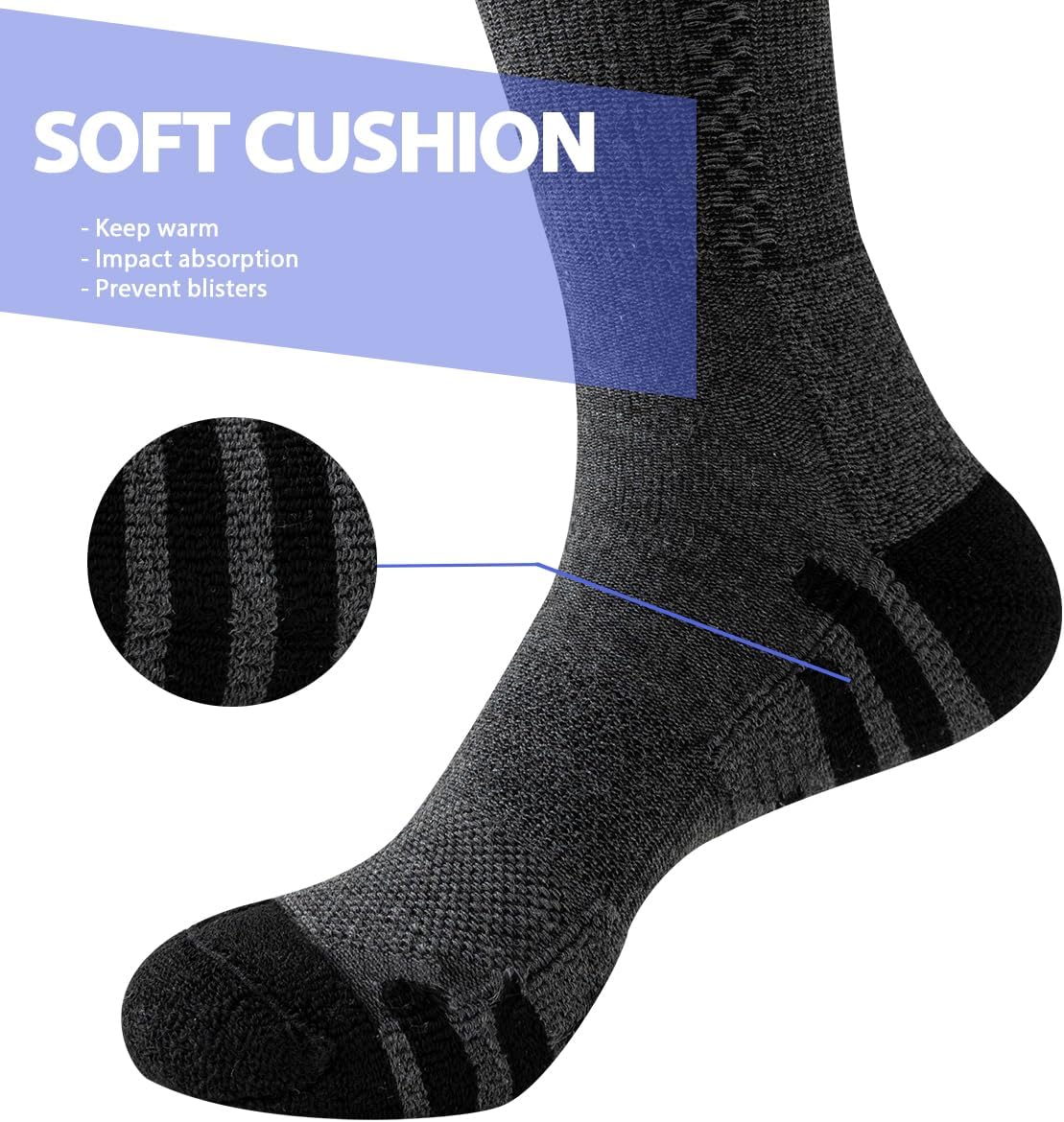 JOYNÉE 8 Pairs Mens Crew Athletic Work Long Socks Calf Cushioned Socks for Sports Running Workout Gym image 5