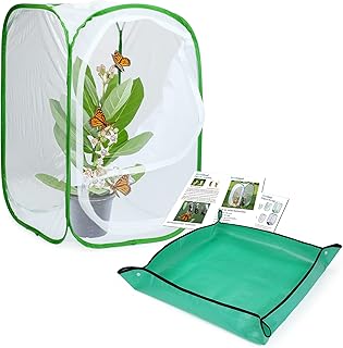 Butterfly Habitat with Poo Poo Platter, Butterfly Cage with Poo Poo Tray, Monarch Butterfly Cage with Poo Poo Mat 24 Inches Tall