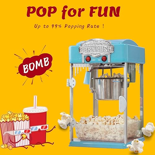 Miniatura 2 de Máquina para hacer palomitas de maíz, 4 onzas, estilo clásico profesional, estilo teatro, con luz de calentamiento antiadherente y cuchara para