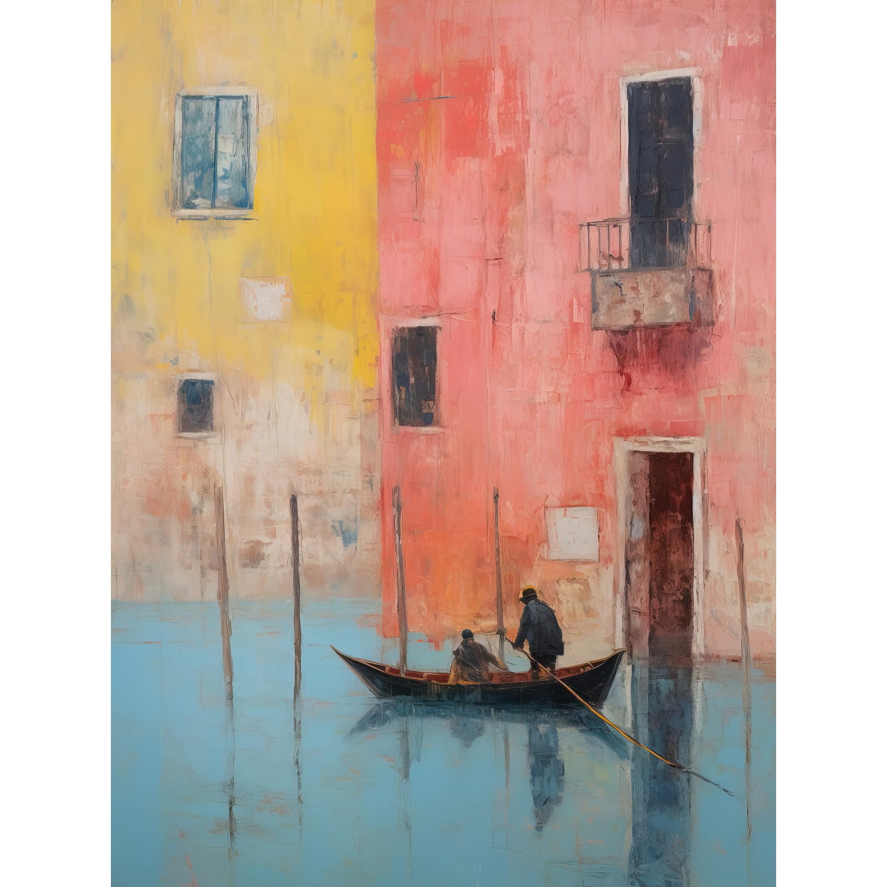 Artery8 Poster Venice Canal Gondola Ride Oil Painting W18" x H24"