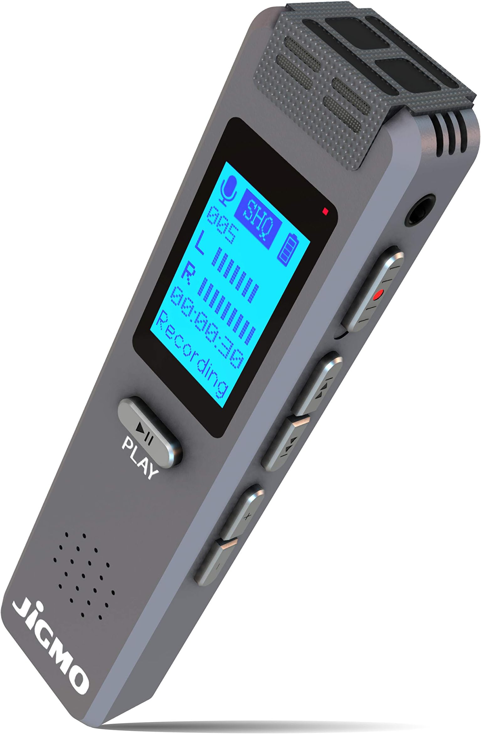 180 Hrs Battery Voice Recorder - Dictaphone 8GB Expandable by Additional 32GB - Password Protected - Built-in Microphone with Playback - JiGMO - JVR32-8G