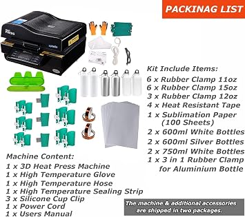 INTSUPERMAI Heat Press Multi-Function 3D Sublimation Machine Kit 2800W 3D Mugs Vacuum Sublimation Heat Press Machine for Christmas Decoration Sublimation Craft